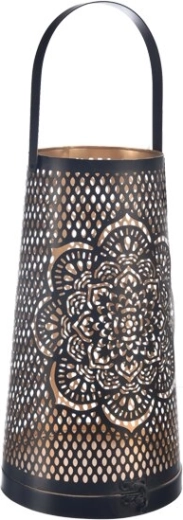 Metalni svijećnjak Mandala crno/zlatni 20 cm