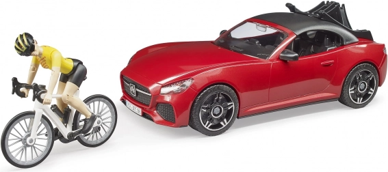 Bruder sportski automobil Dodge s figurom biciklistice i biciklom