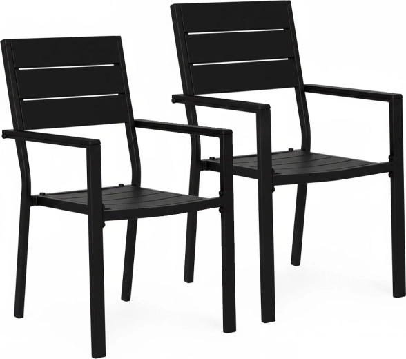 Set od 2 vrtnih stolica od čelika i HDPE-a, crne boje Multigarden