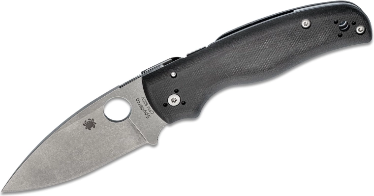 Džepni nož SPYDERCO Shaman, stonewash oštrica, crna G10 drška