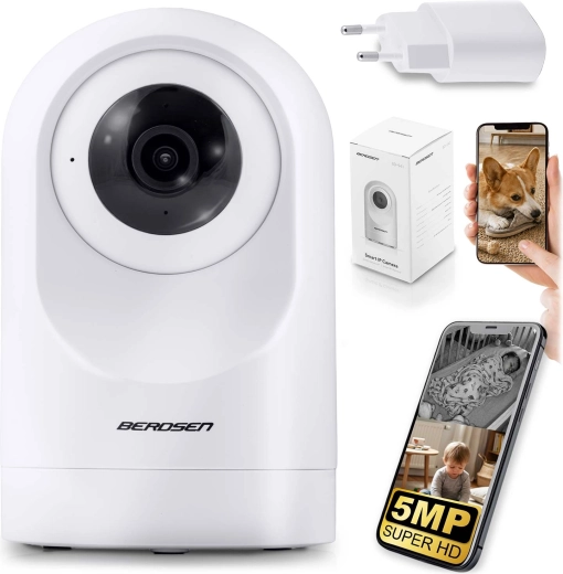 Rotirajuća Wi‑Fi IP kamera 5 MP Berdsen bijela