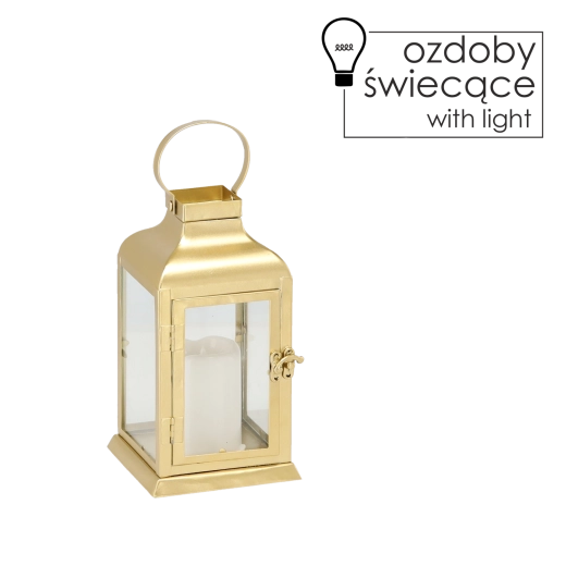 Zlatni metalni LED lampion 22 cm