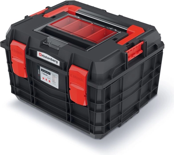 Kutija za alat s aluminijskom ručkom i organizatorom 45 × 38 × 29,7 cm crna