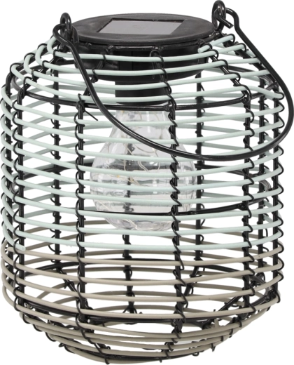 Solarni metalni lampion LED 19 cm zelenosivi