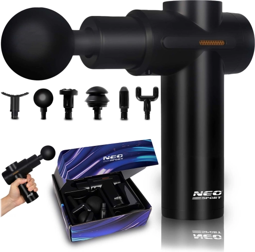 Masažni pištolj s 6 nastavaka NS-504 Neo-sport crna
