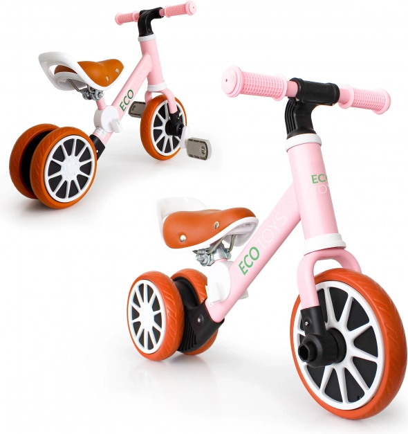 Ravnotežni guralica 2u1 s pedalama ružičasta ECO TOYS