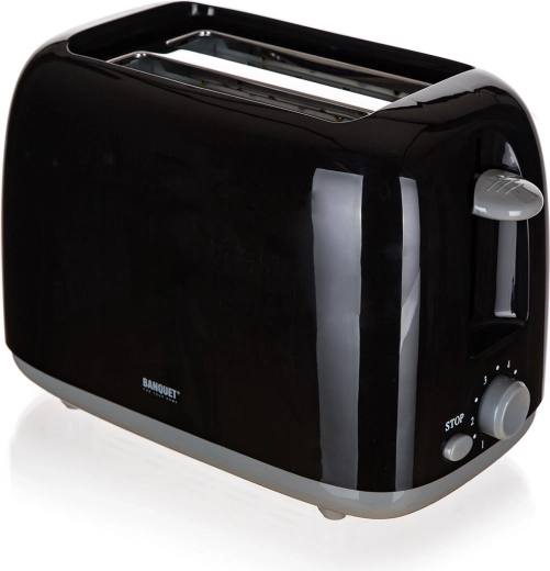 Toster za 2 tosta, crno‑sivi, 650–750 W