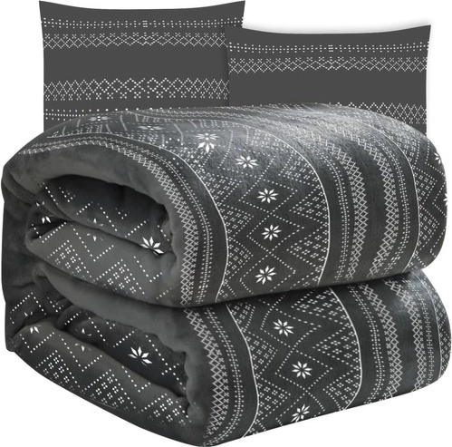 Mekana zimska deka s dvije jastučnice RUHHY, siva 160 × 200 cm