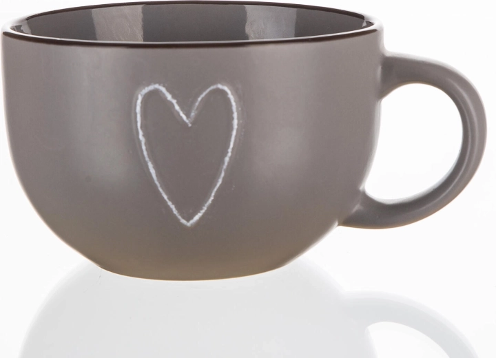 Keramička jumbo šalica Heart 730 ml smeđa