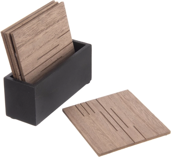 Drveni podmetači sa stalkom Line (4 kom, 10 × 10 cm)