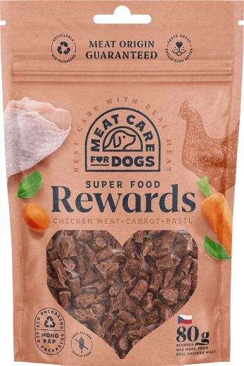 Meat Care Rewards Dog poslastica za pse – piletina s mrkvom i bosiljkom 80 g