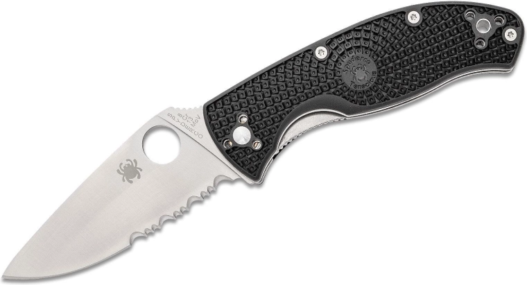 Preklopni nož Spyderco Tenacious Lightweight, djelomično nazubljena oštrica 8,6 cm, crni FRN