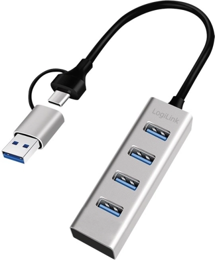 USB 3.0 čvorište s 4 USB‑A porta, 5 Gbit/s s USB‑C/USB‑A adapterom