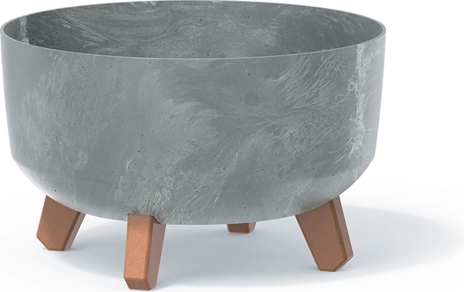 Žardinijera Gracia Low s betonskim efektom, promjer 28,5 cm, siva