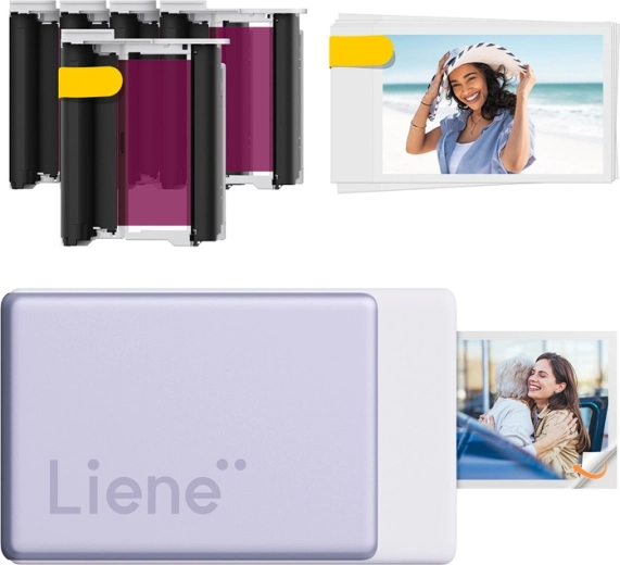 Liene Pearl N200 Pro prijenosni foto pisač 2 × 3" sa samoljepljivim papirom, ljubičasti (početni set)
