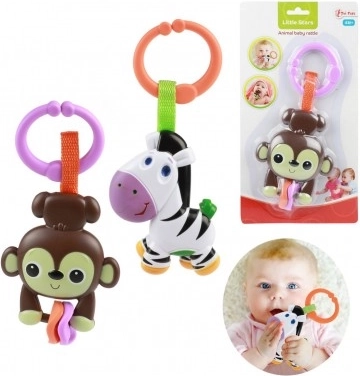 Zvečka za bebe sa životinjom, plastična, 4m+