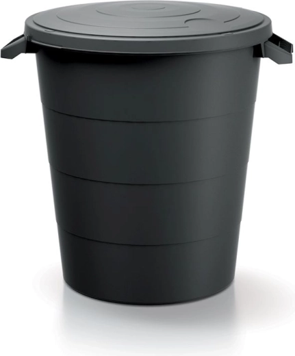 Plastična posuda s poklopcem i ručkama 120 l – reciklirana crna