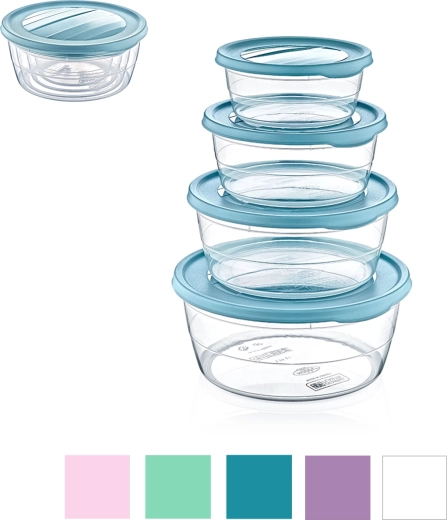 Set od 4 okrugle posude za hranu Trend Box (0,3 l + 0,7 l + 1,1 l + 1,75 l)