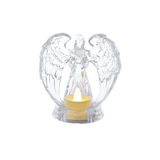 LED svijećka Anđeo, prozirna 10,7 × 11,1 cm