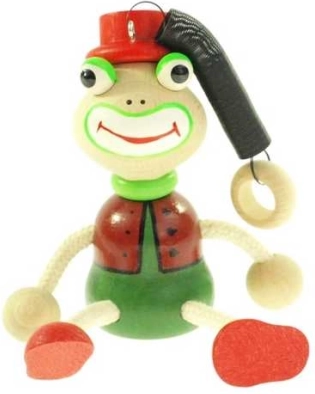 Žabac na opruzi – drvena viseća igračka