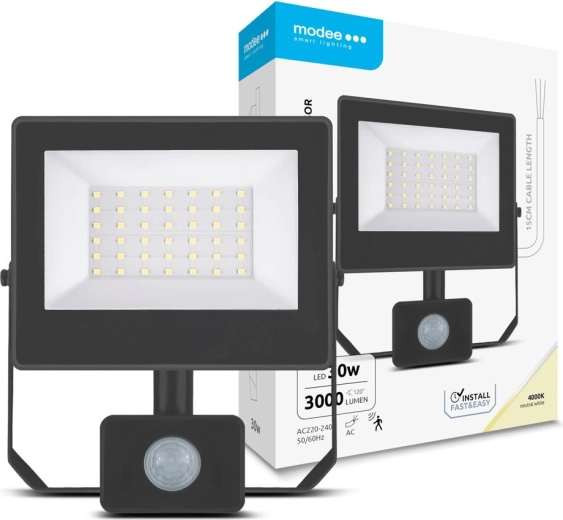 LED reflektor sa senzorom 30 W, neutralno bijela 4000 K, 3000 lm – Modee A3-series