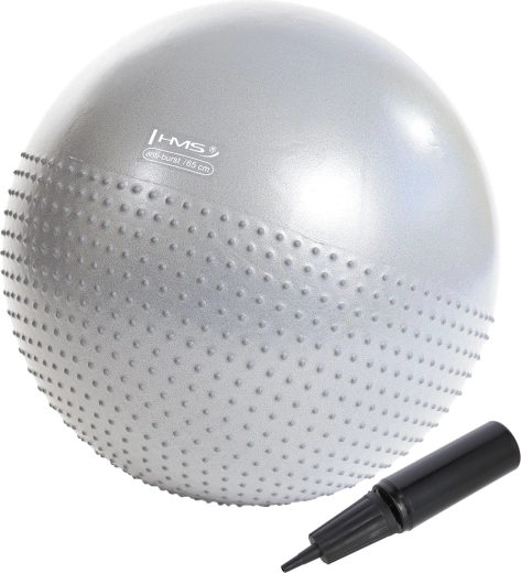Masažna gimnastička lopta 65 cm svijetlosiva HMS