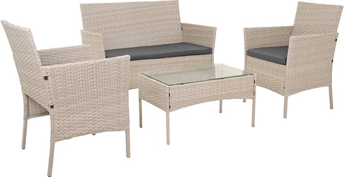 Vrtni ratan set bež GARDLOV sa staklom i jastucima