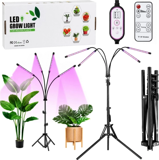 LED lampa za uzgoj biljaka sa stalkom, 4 panela i daljinskim upravljanjem