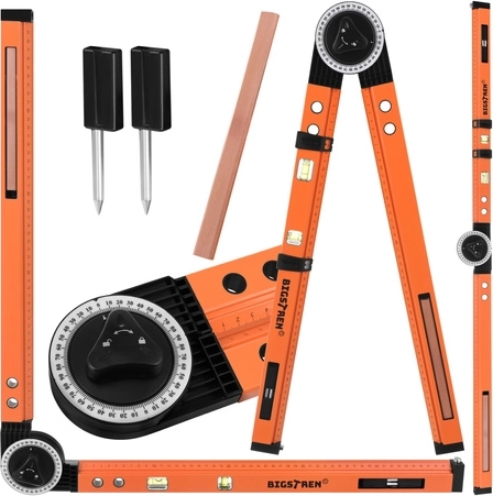 Podesivi stolarski kutomjer 3-u-1 BIGSTREN s libelama i ravnalom 500 mm