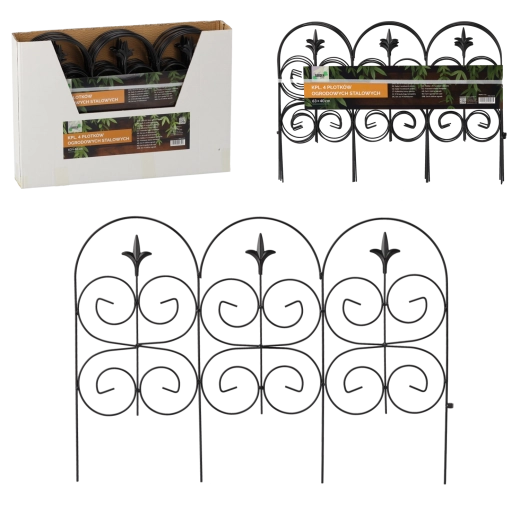 Set čeličnih vrtnih ograda 63 × 40 cm, 4 kom