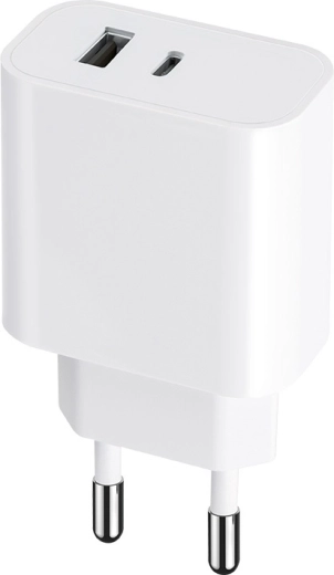 Punjač MAXLIFE 30 W s USB-C i USB, PD/QC, bijeli