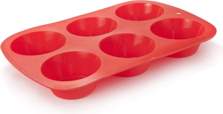 Silikonski kalup za muffine CULINARIA, 6 kom, crvena, 27,5 × 18 × 3,2 cm