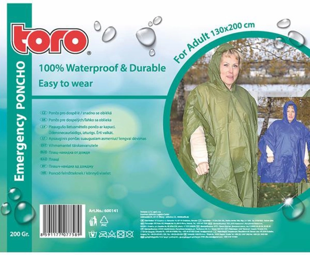 Pončo kabanica za odrasle TORO 130 × 200 cm