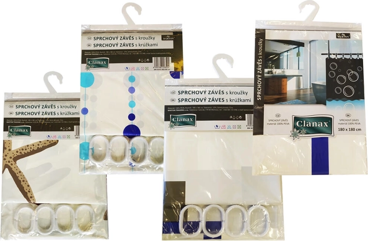 Kupaonska zavjesa PEVA 180 × 180 cm s 12 kukica, mix dekora