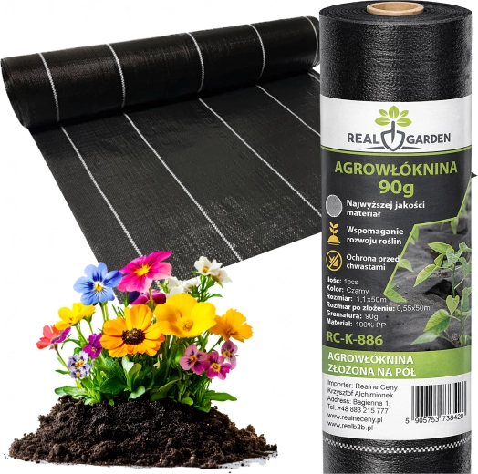 Agrotekstil protiv korova 90 g/m², 1,1 × 50 m, crna, UV stabilizacija