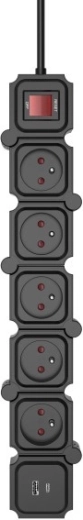 Modularni prenaponski produžni razdjelnik 5× Schuko s USB-A/USB-C, 1,5 m