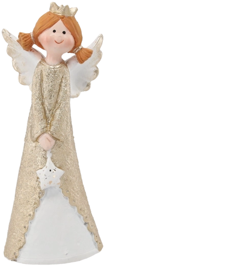 Božićna figurica anđelak sa zvjezdicom 4 × 4,5 × 15,5 cm