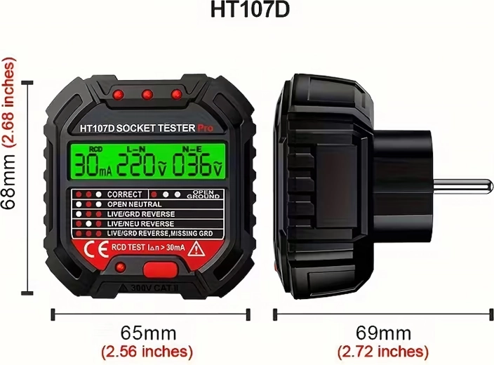 Tester napona utičnice s LCD zaslonom i RCD testom HABOTEST HT107D