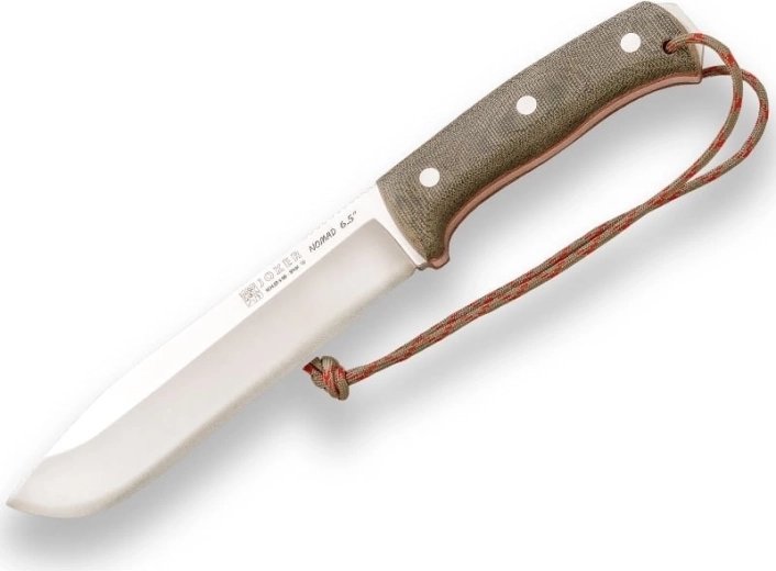 Joker Nomad outdoor nož 16,5 cm, satenski završetak oštrice, crna Micarta, kožna futrola