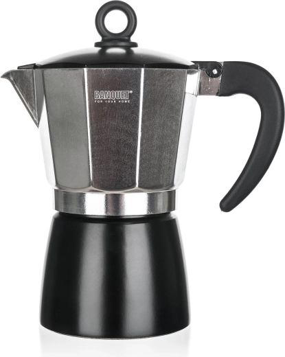 Kafetijera NOIRA 3 šalice – aluminijska moka kafetijera, crna