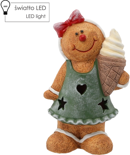 Božićna figurica od medenjaka s LED 14 × 10 × 23 cm