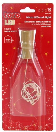 Dekorativni svjetlosni lanac za bocu s čepom od pluta TORO, 10 LED, toplo bijela
