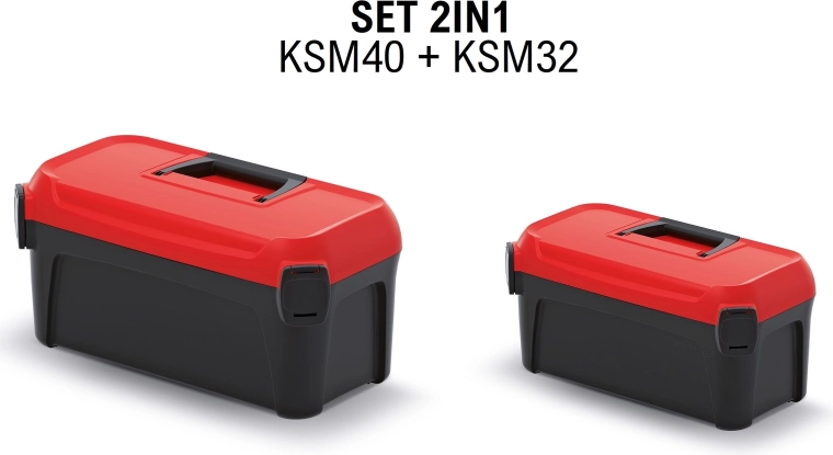 Set kutija za alat Smart – crna s crvenim poklopcem