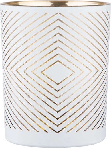 Stakleni svijećnjak bijeli sa zlatnom unutrašnjošću 10 × 12,5 cm, geometrijski
