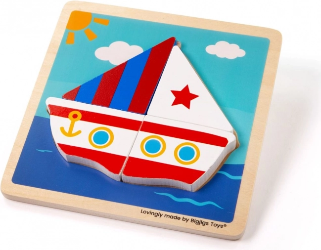 Umetnute drvene puzzle Jedrilica