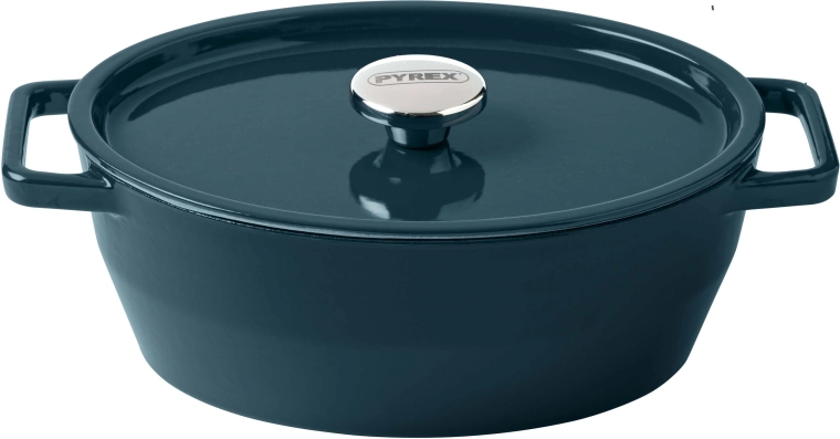 Lijevano željezni lonac Pyrex s poklopcem 29 cm, 4 l, tamnozeleni