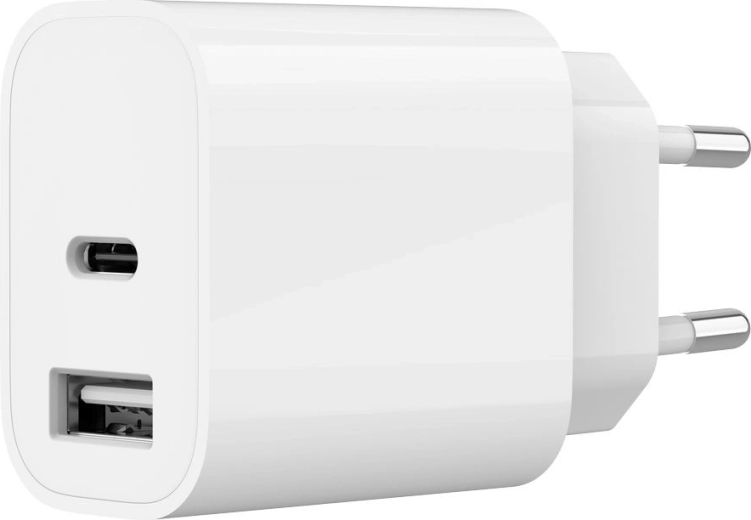 Univerzalni mrežni USB punjač s 2 priključka (USB‑A + USB‑C) 2,4 A, bijeli
