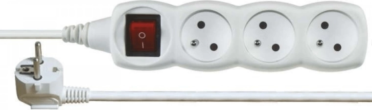Emos produžni kabel s prekidačem, 3 utičnice, 5 m, bijeli