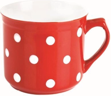 Keramička šalica 660 ml s točkicama crvena