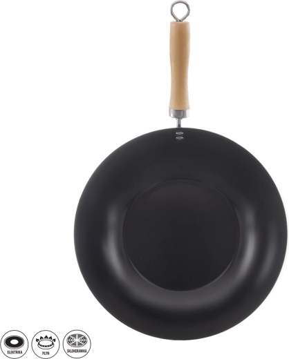 Wok tava 30 cm s drvenom drškom